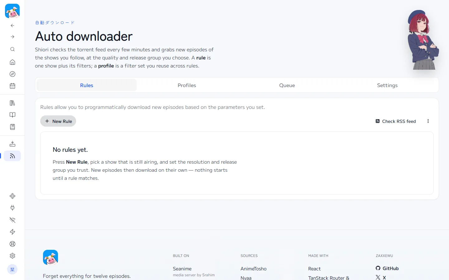 The auto downloader with its rules, profiles and queue